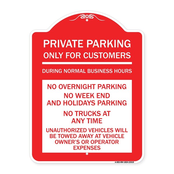 Signmission Only for Customers During Normal Business Hours No Overnight Parking No Trucks at Any, RW-1824-23519 A-DES-RW-1824-23519 - main